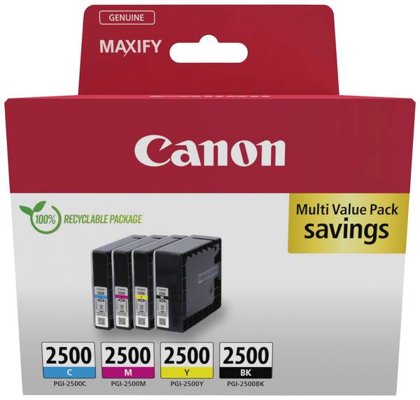 Canon Blæk PGI-2500 BKCMY Original Kombi-pakke Sort, Cyan, Magenta, Gul 9290B006