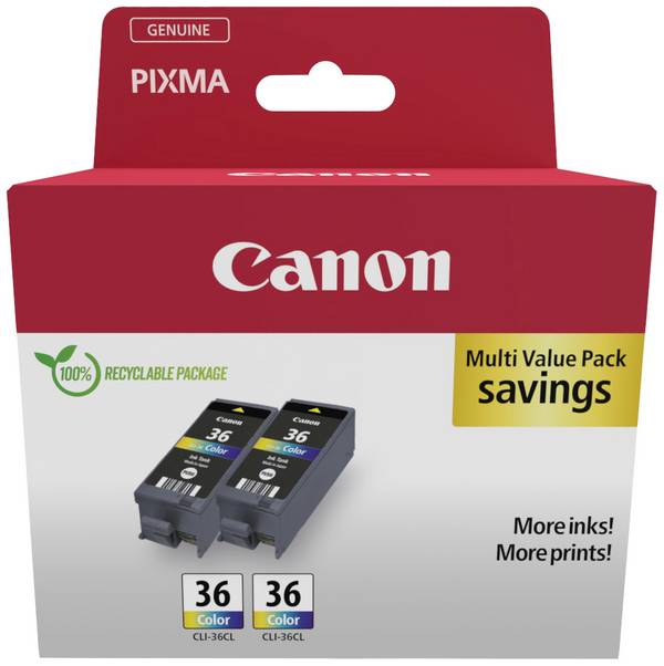 Canon Blæk CLI-36 Original Pakke med 2 stk. Farve 1511B025