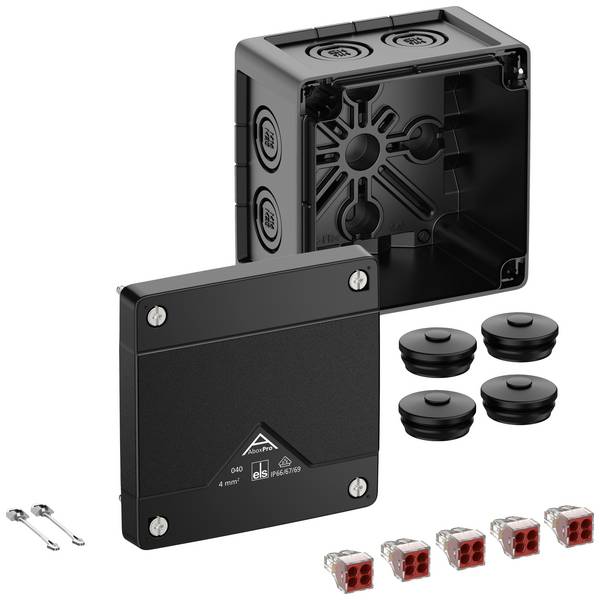 Spelsberg Abox Pro 040-4²/sw Forgreningskasse (L x B x H) 102 x 102 x 70 mm Sort IP66, IP67, IP69  1 stk