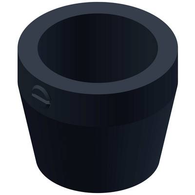 Et sort, cylinderformet kar med åben top, muligvis en spand.