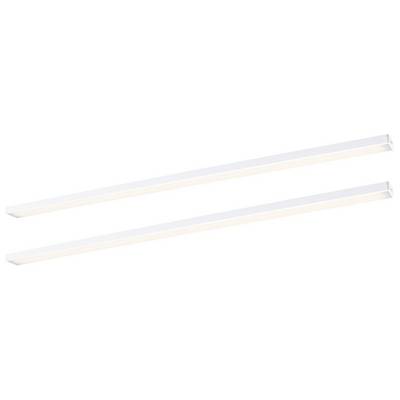 To lange, slanke LED-lysbjælker i hvid, placeret parallelt. De er minimalistisk designet og egner sig perfekt til moderne belysning.