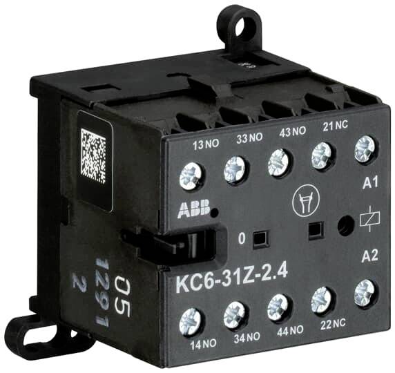'Elektrisk koblingsenhed med flere tilslutninger, produktnavn KC6-31Z-2.4, varemærkenavn og symboler på overfladen.'