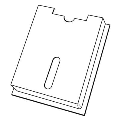 En sort-hvid skitse af en lukket mappe med et udtrukket tommelfingerhul øverst på kanten.