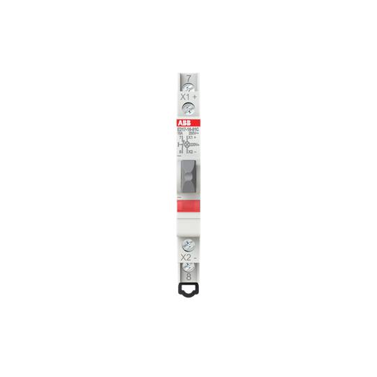 En smal, hvid kontakt fra ABB med røde og sorte markeringer, bruges til elektriske applikationer.