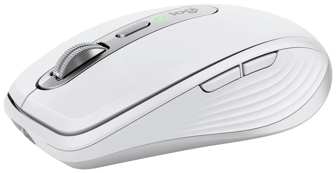 En hvid trådløs computermuse med scrollhjul og to sidentaster, ideel til ergonomisk brug og effektiv navigation.
