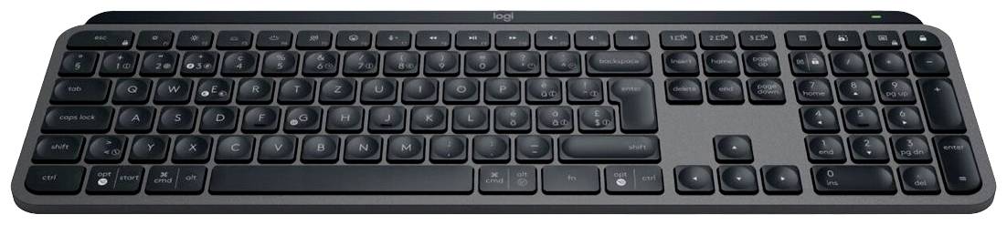 En sort trådløs computertastatur med numerisk tastatur og funktionstaster, velegnet til kontor- eller hjemmebrug.