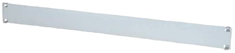 Tomt 19-tommers rack blindpanel, rektangulær, metallisk, med fire monteringshuller i hjørnerne.