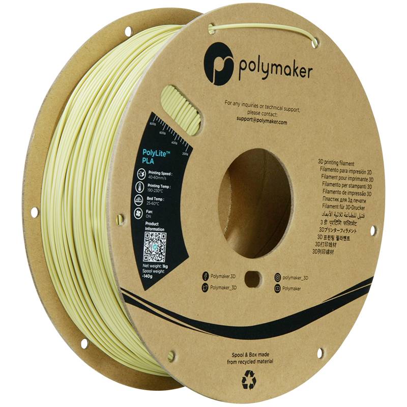 Polymaker PA02055 PA02055 Filament PLA-plast høj grad af stivhed, høj grad af trækstyrke 1.75 mm 1000 g Beige PolyLite™ 1 stk