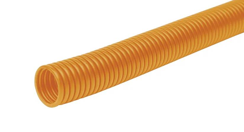 Et orange, fleksibelt bølgerør af plast. Det bruges ofte til beskyttelse af kabler eller som afvandingsrør.