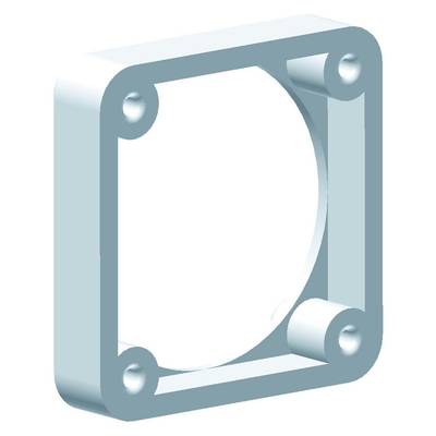 En 3D-model af en rektangulær ramme med afrundede hjørner. Rammen indeholder et cirkulært objekt placeret i midten.