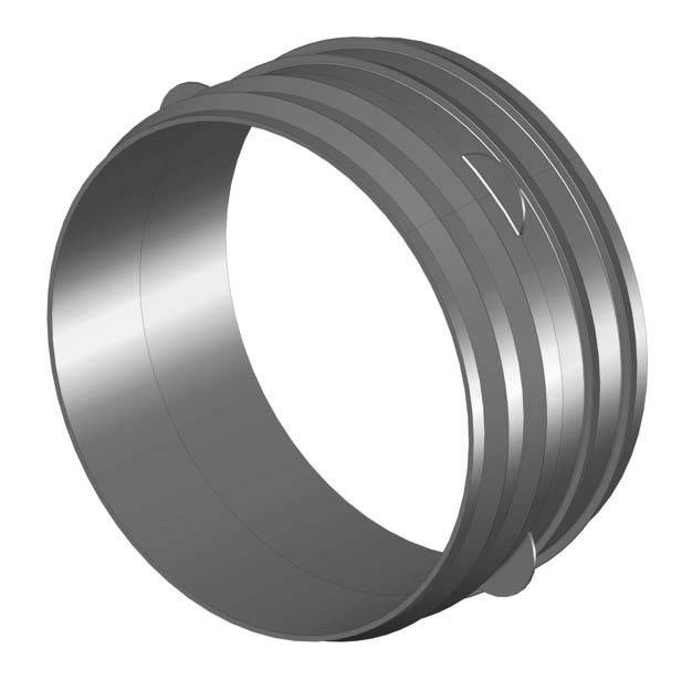 En metalring med ensartede riller, der løber langs omkredsen. Egnet som forbindelseselement til rør.