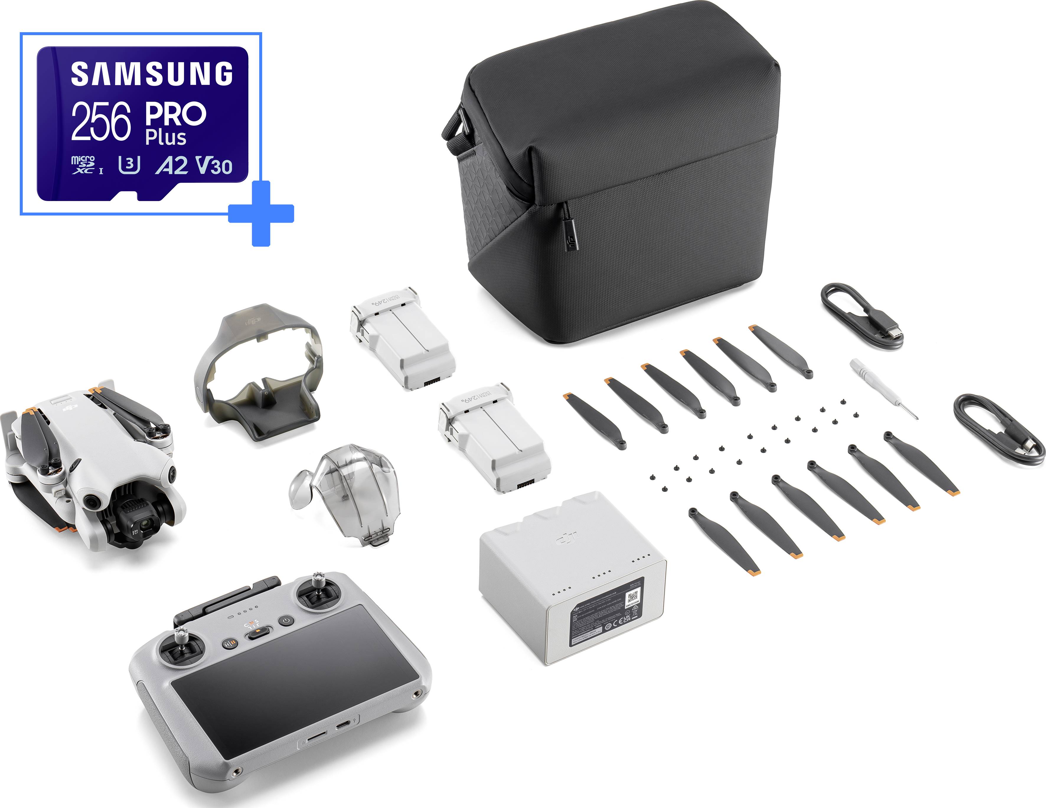 DJI Mini 4 Pro Fly More Combo inkl. smart controller Quadrocopter RtF Kamerafly Lysegrå (mat)