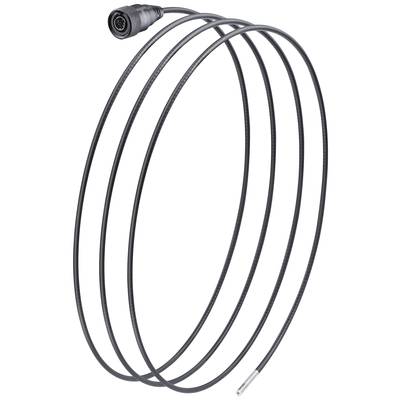 Langt, tyndt, sort kabel med en rund stik i den ene ende og en metalspids i den anden ende, typisk til tekniske anvendelser.