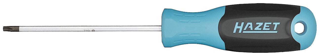 Skruetrækker med blå og sort greb, mærke 'Hazet', Torx-hoved.