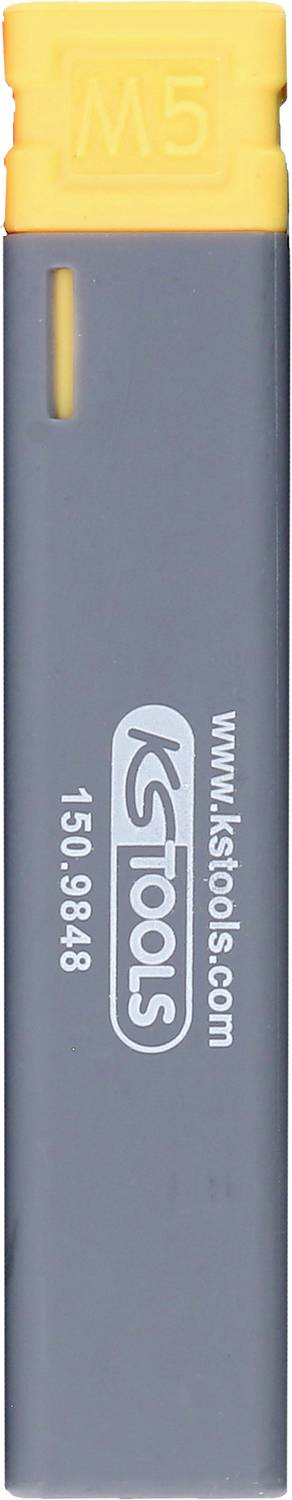 Grå M5-lighter med gul spids, påtrykt logo og hjemmesideadresse fra mærket KS Tools.