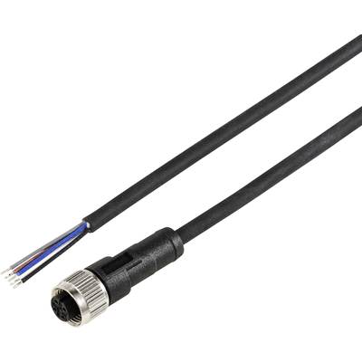 Sort kabel med rund stikadapter, afisolerede ledninger i den ene ende, egnet til elektroniske forbindelser.