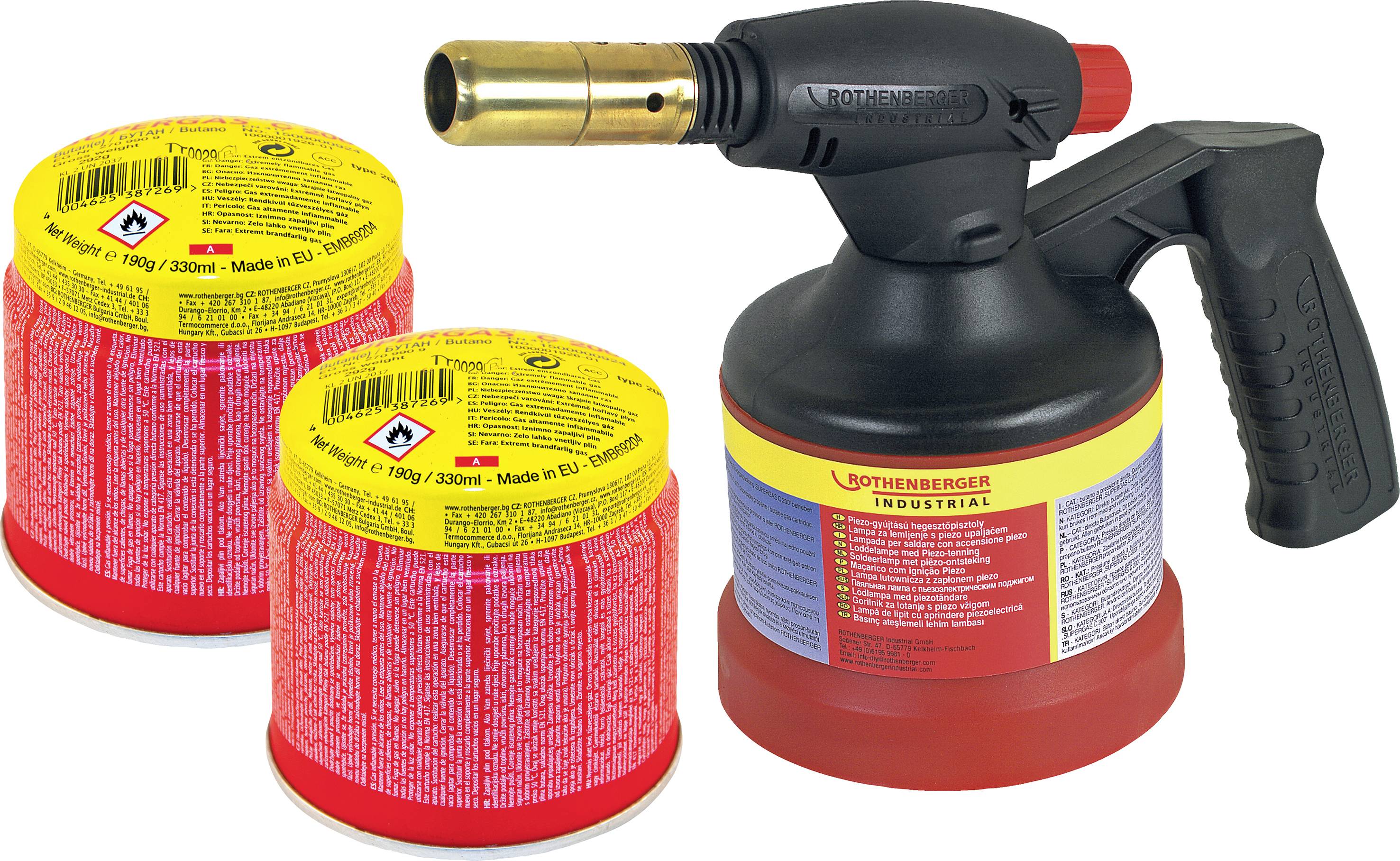 Rothenberger Industrial 1500004632 Loddelampe 1800 °C inkl. Tændsats, Inklusive gaspatron 1 Set
