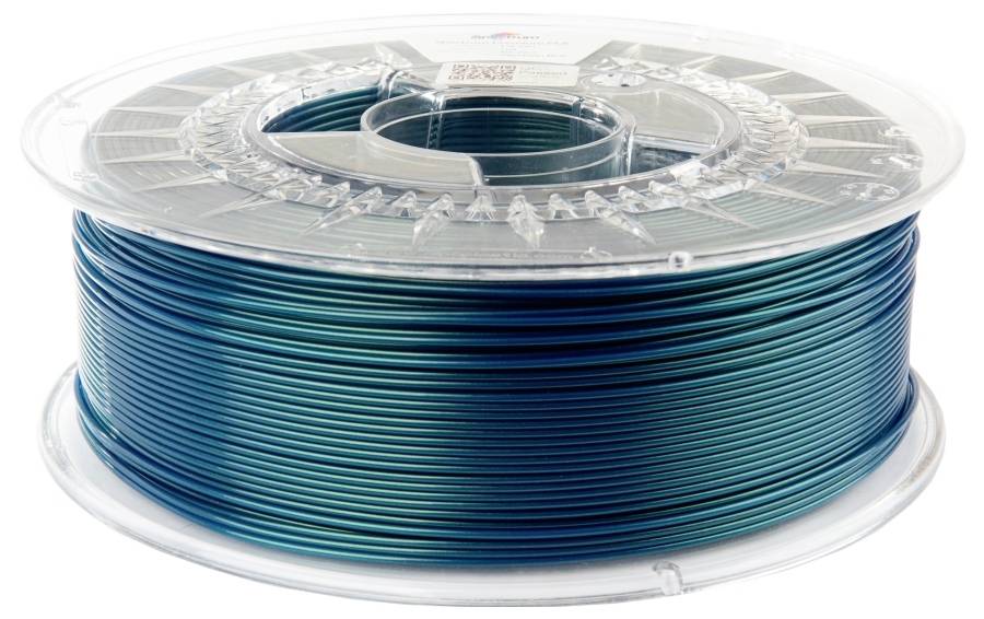 En spole med blå-grønt 3D-printer-filament.