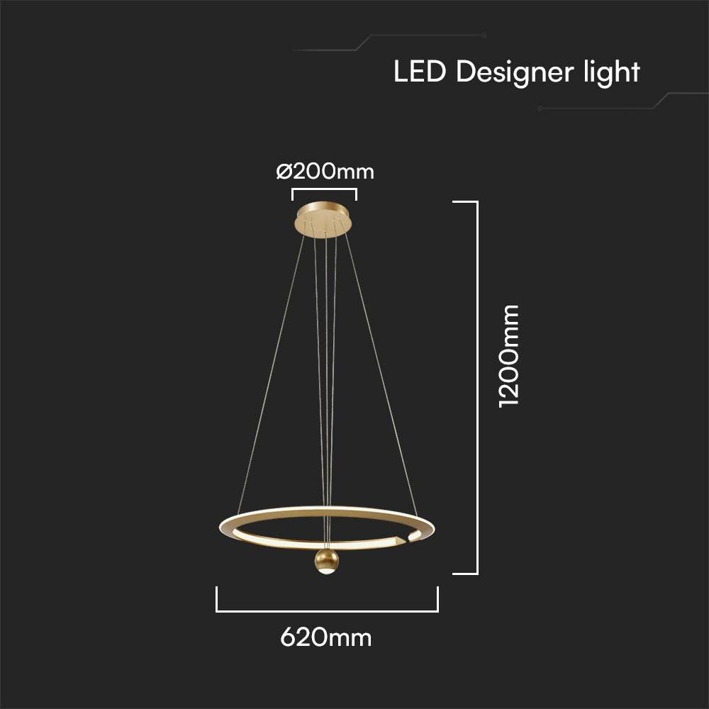 V-TAC VT-10126 23432 LED-pendullys LED (RGB) LED EEK: E (A - G) 45 W Guld-5