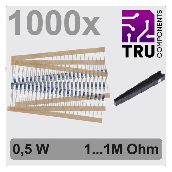 TRU COMPONENTS TC-12888480 T22P083 Metalmodstand sortiment med aksial tråd 0411 0.5 W 1 % 1000 stk