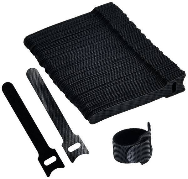 TRU COMPONENTS T24CA056  Burrebåndkabelbinder til samling Burrebånd statisk loop del (L x B) 100 mm x 12 mm Sort 100 stk