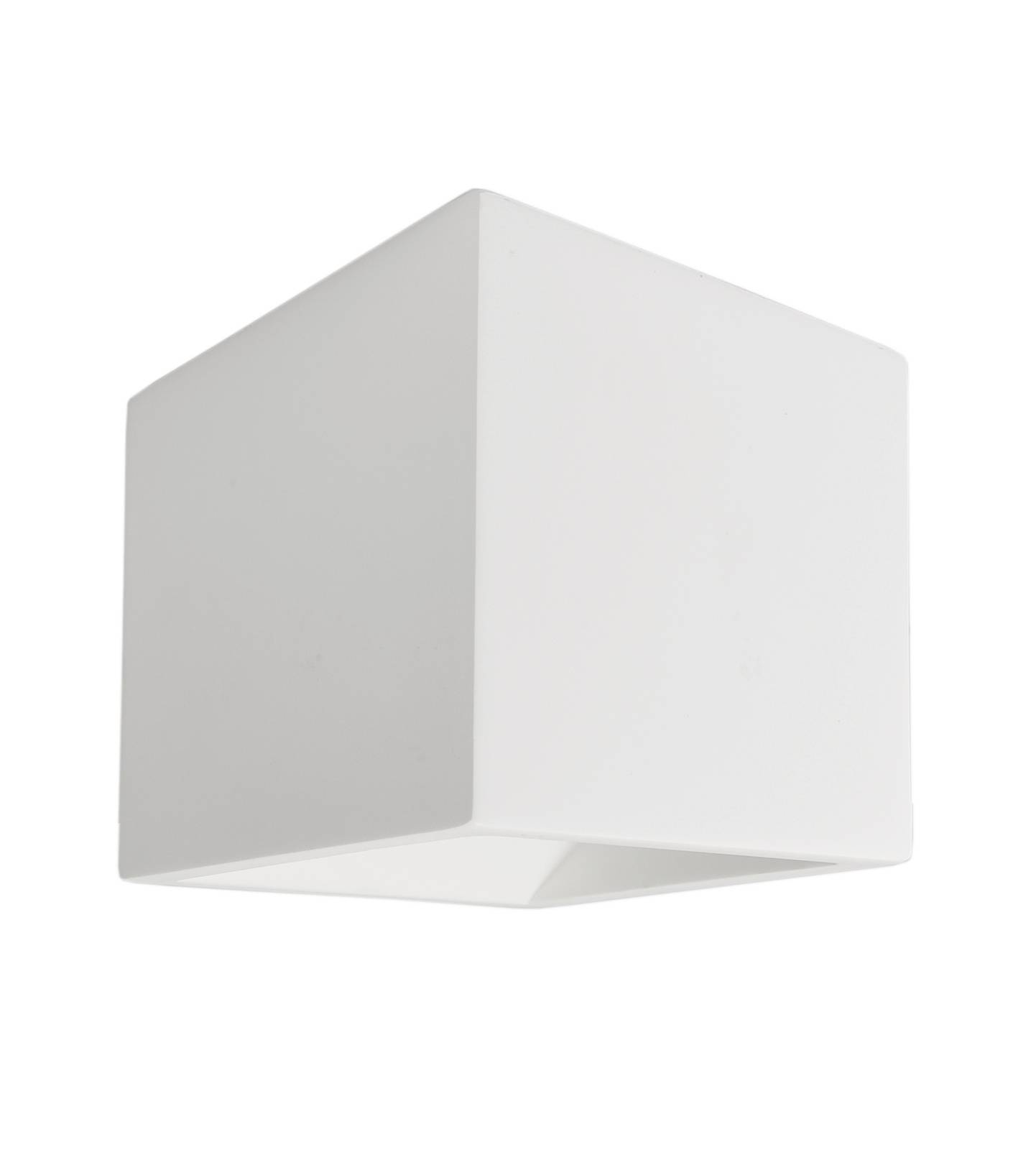 Hvid, rektangulær loftslampe med minimalistisk design.