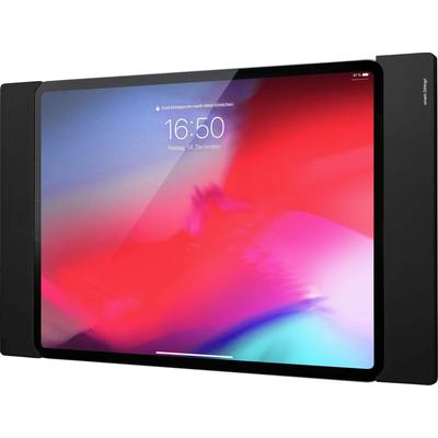 Tablet med aktiveret skærm, viser klokkeslættet 16:50 og datoen 'Fredag, 14. december'. Farverige baggrundfarver i rødt og blåt.