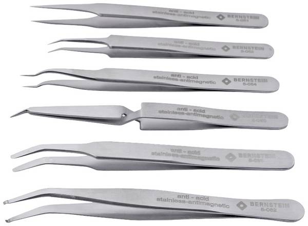 BERNSTEIN Tools for Electronics 5-050-ES Universel Pincet-sæt 6 dele