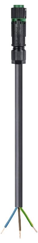 Sort kabel med fire kobbertråde og en grøn stik i den ene ende, bruges til elektriske forbindelser.