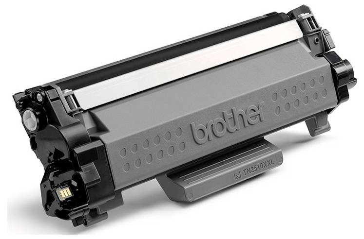En grå laserprintertoner med mærkenavnet 'Brother' er vist, egnet til kompatible printermodeller.