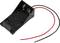 Batteriholder til 9-volt-batterier, sort plastikkappe, to ledninger (rød og sort) til tilslutning af elektroniske enheder.