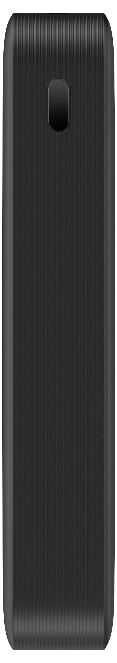 En sort bærbar powerbank i rektangulær form.