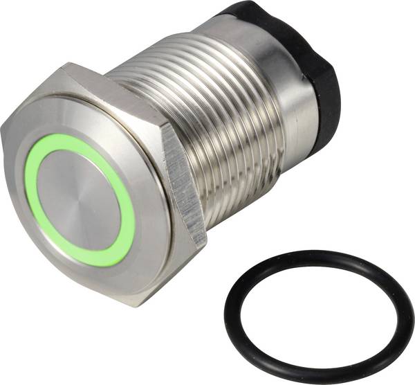 TRU COMPONENTS  TC-13224148  ONPOW6316F-10E/Q/G/12V/S  Trykknap  36 V DC/AC  2 A  1 x Off/(On)  Tastende  Grøn    IP65  1 stk