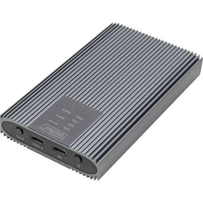 Ekstern harddisk med riflet metalkabinet, to USB-C-porte og en netværkstilslutning. Mærket med 'Type-C', 'Clone', 'Power'.