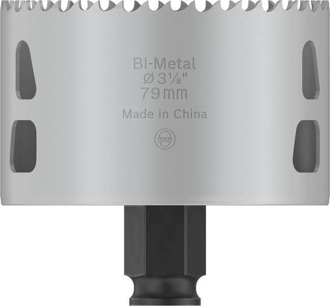 Borehovede af bimetal med en diameter på 79 mm. Fremstillet i Kina.