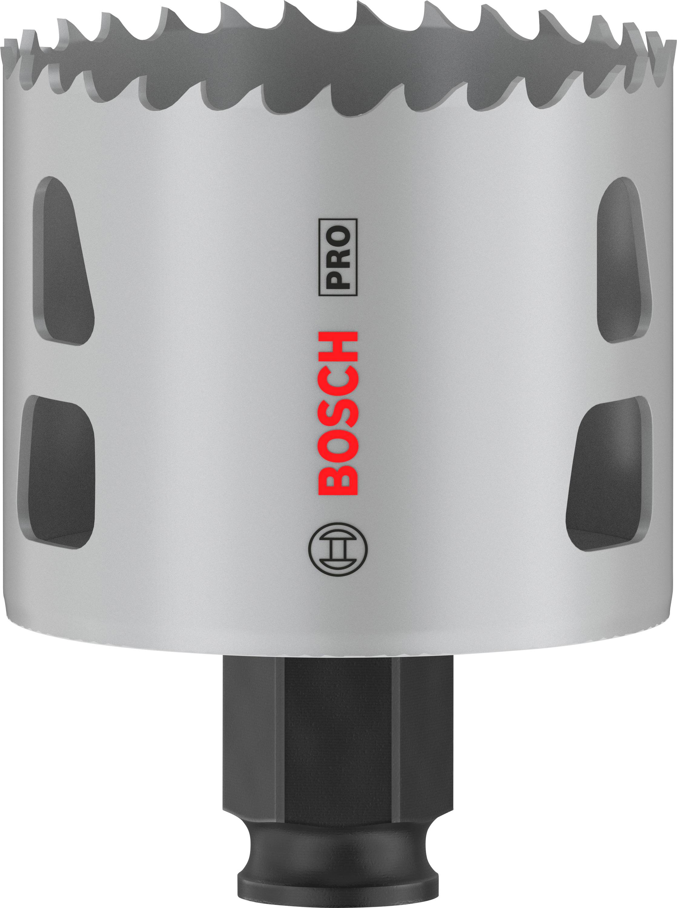 Borehovede med savtakket kant og 'Bosch Pro'-logo i midten, velegnet til præcis boring i forskellige materialer.
