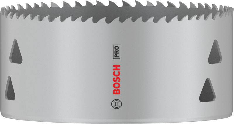 Bosch hulsav med skarpe tænder og grå overflade, velegnet til professionelle borearbejder i træ og metal.