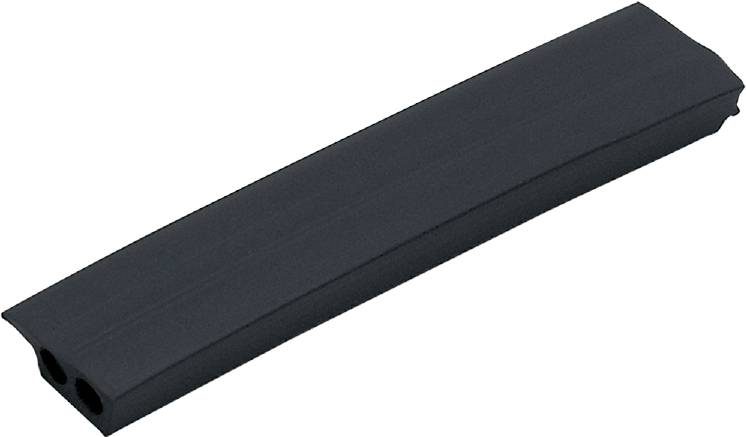 En lang, rektangulær, sort metalstang diagonalt i billedet; muligvis et bygningselement eller en del af et større objekt.