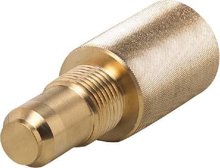Messing-skruekobling med riflet hoved, egnet til hydrauliske systemer.