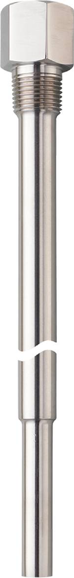 Blankt, forkromet metalcylinder med let skygge, stående lodret.