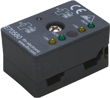 Kompakt elektronisk enhed med LED-indikatorer og mærkninger. Viser forskellige spændingsniveauer: '16V', '26.5V'.
