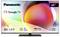 Panasonic 65-tommers tv med Google TV, LED, 4K Colour Engine, Dolby Vision Atmos og spilletilstand, vist med farverig baggrund.