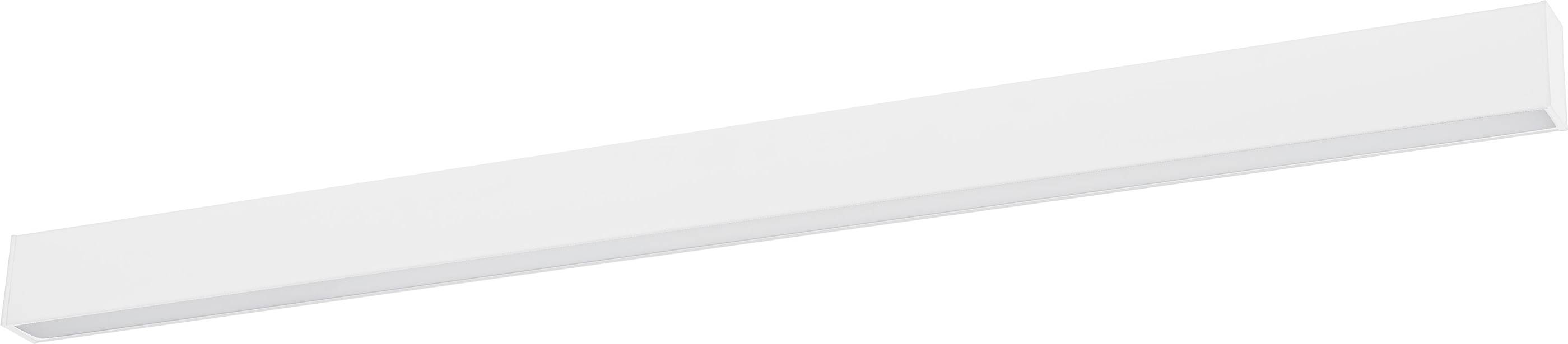 Et rektangulært, hvidt armatur med enkelt design, perfekt til loftmontering i moderne indendørsrum.