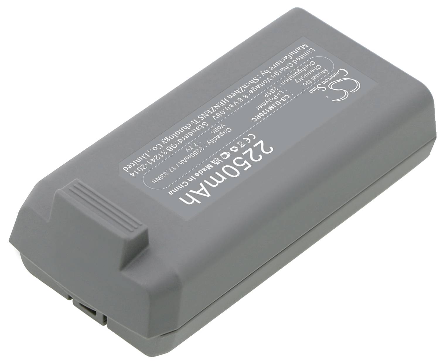 Grå batteri med påskriften '2300mAh', bruges til elektroniske enheder.
