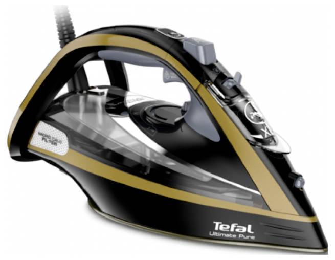 Tefal FV 9865 Ultimate Pure Dampstrygejern Sort, Guld 3000 W