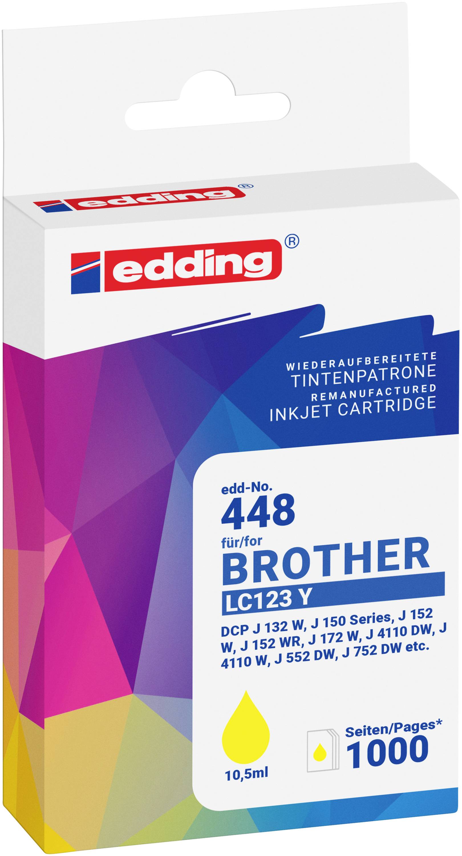 Edding Blæk erstatter Brother LC123Y Kompatibel Gul EDD-448 18-448-01-0