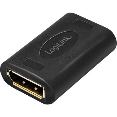En sort HDMI-adapter med påskriften 'LogiLink' på oversiden. Adapteren har et HDMI-stik i den ene ende.