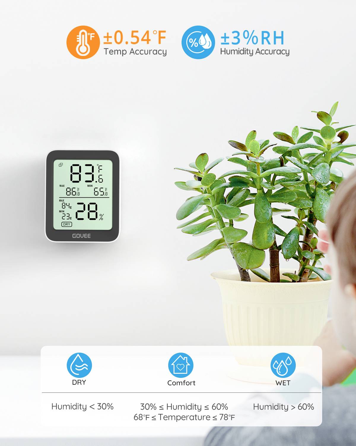 Govee Bluetooth Thermometer Hygrometer with Screen Trådløst termo-/hygrometer H5075001-4