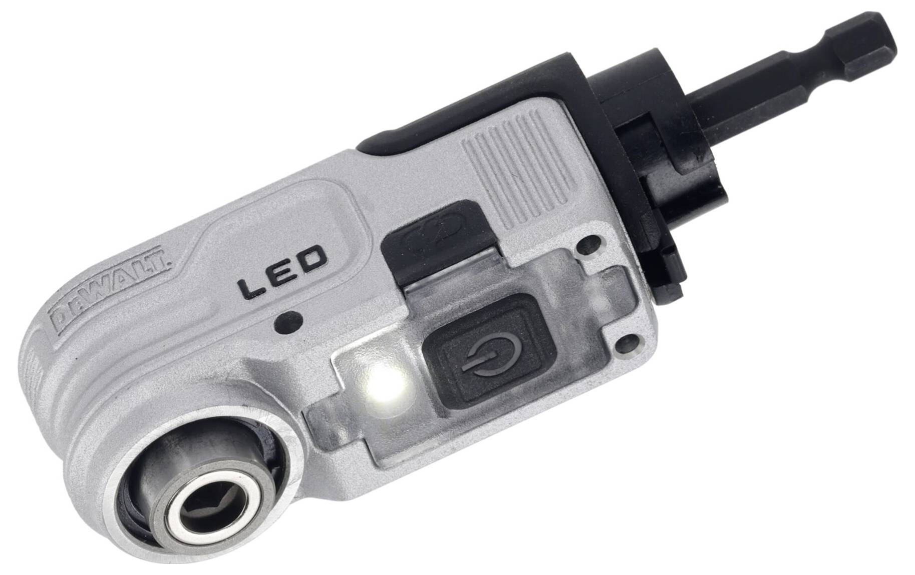 Et essay om en skruetrækker med LED-lys og tænd/sluk-knap. Den har en sekskant-fatning og en kompakt konstruktion.