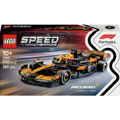LEGO Speed Champions byggesæt fra McLaren. Model af en Formel 1-bil i sort og orange. Indeholder 269 dele. Fra 10 år.